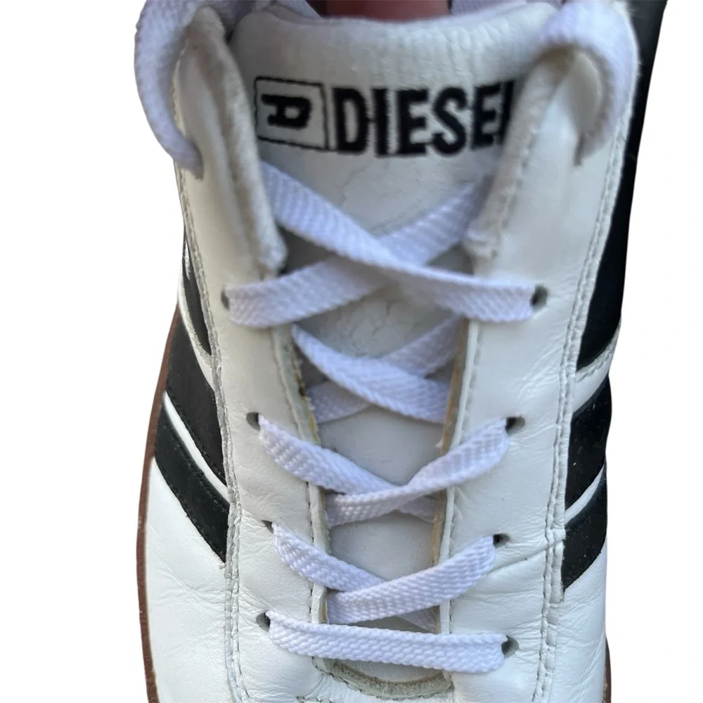 Vintage Diesel Priority Sneakers – White Black Leather Retro Low-Tops Men’s 7.5 - Picture 7 of 10